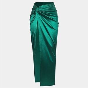 SET- Emerald Green Velvet & Satin Skirt Set